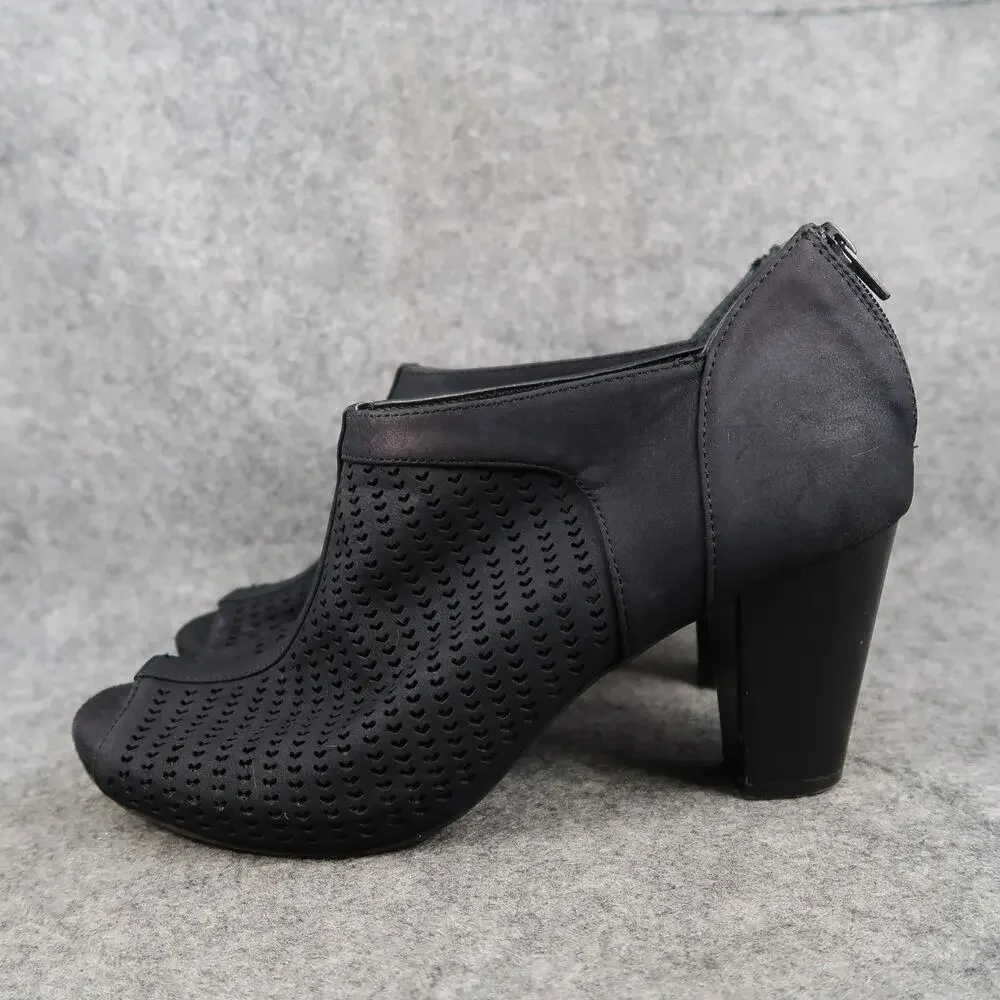 Giani Bernini Shoes Womens 10 Heeled Booties Open Toe Laser Cut Zip Black Alanny